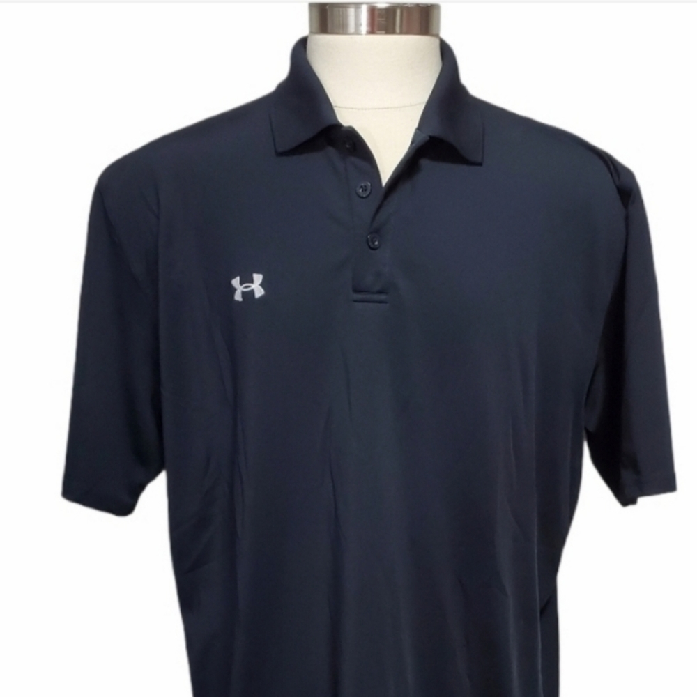 Under Armour Black Polo Shirt Size XL heat gear *